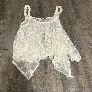 Paper Crane White Asymmetrical Ruffled Blouse